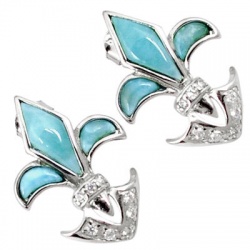 Natural Blue Larimar Topaz Fancy 925 Sterling Silver Dangle Earrings