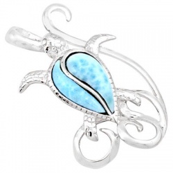 enthralling-sterling-silver-tortoise-pendant-decorated-with-larimar-gemstone-picture