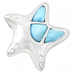 Fabulous Starfish Sterling Silver Pendant Festooned With Larimar
