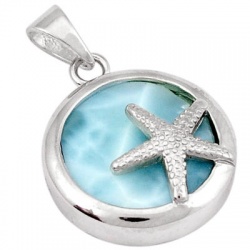 925 Sterling Silver Blue Larimar Starfish Pendant