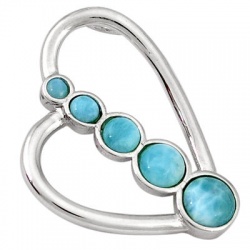 Natural Blue Larimar Round 925 Sterling Silver Pendant Jewelry