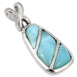 Natural Blue Larimar Fancy 925 Sterling Silver Pendant