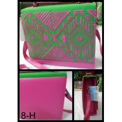 Handbag_Pink embroidery on green