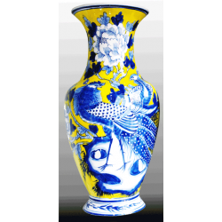 Blue Eagle Design yellow Vase